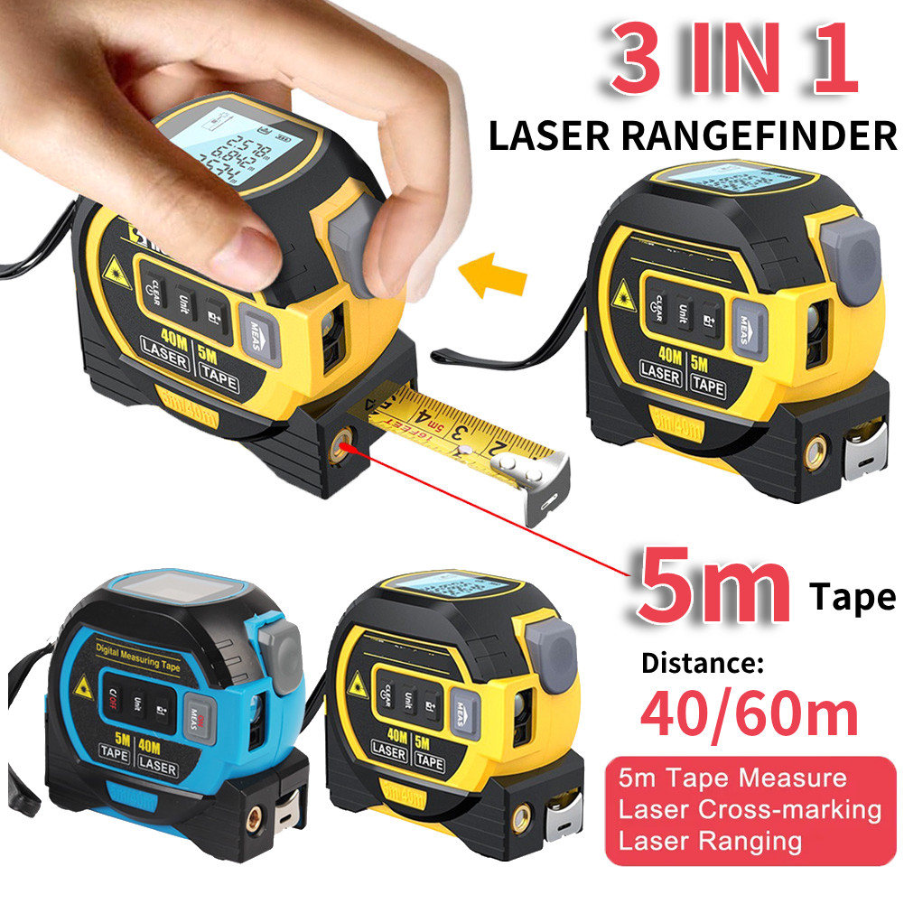 Pengukur jarak Laser Digital 3 dalam 1, alat pengukur jarak, Laser