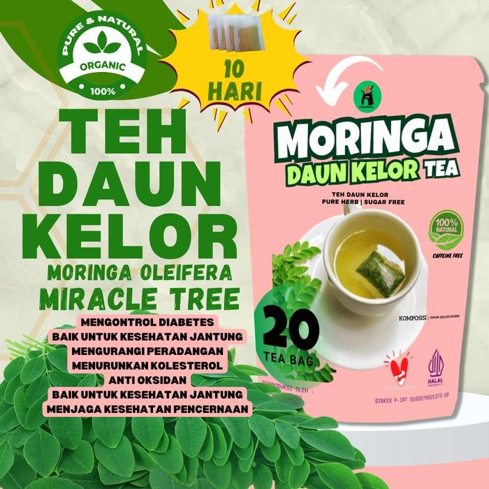 

TEH DAUN KELOR MORINGA - Teh Bubuk Daun Kelor Pure Organic Moringa Powder Alami - Teh Seduh Daun