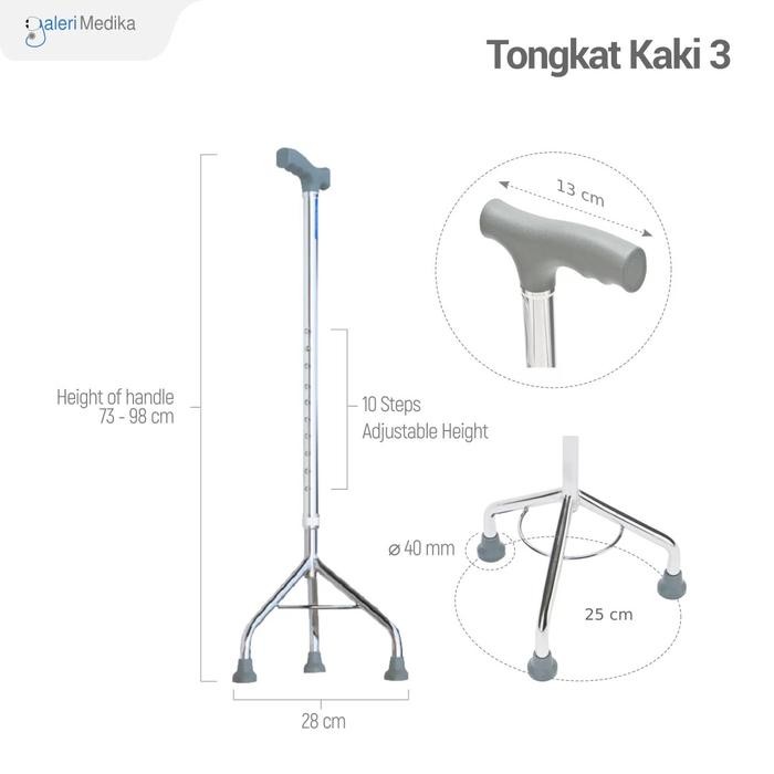 TONGKAT BANTU JALAN LANSIA / TONGKAT 3 KAKI DAN 4 KAKI STAINLESS