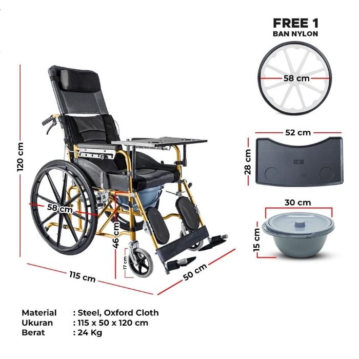 KURSI RODA TRAVEL LIPAT UNTUK LANSIA / KURSI RODA ALLUMINIUM PREMIUM