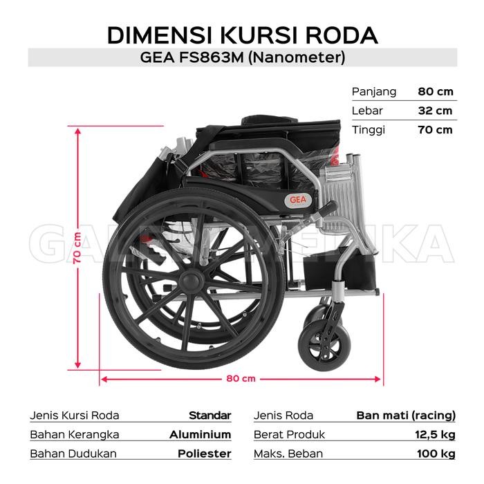 KURSI RODA GEA FS 863M ALUMINIUM WHEELCHAIR GEA KURSI RODA SEMI TRAVEL