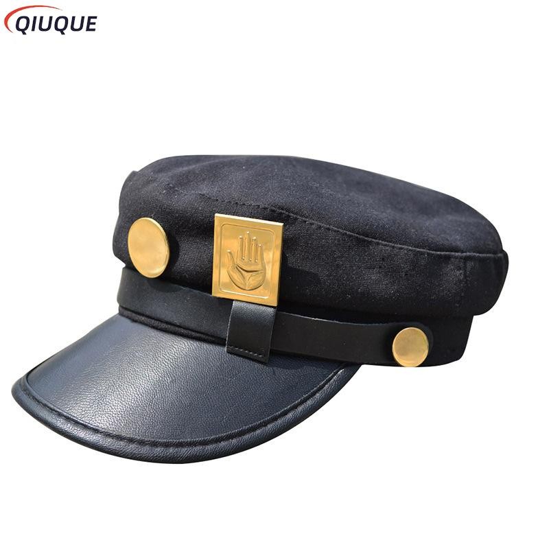 Anime Jojo Cosplay Hat Jotaro Kujo Cosplay Hats Army Military Flatcap Badges Anime Around