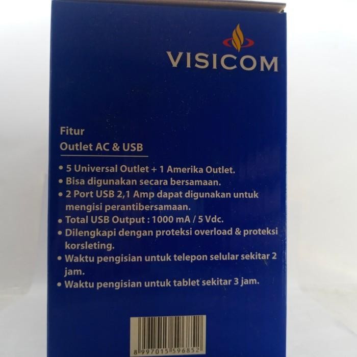 [Expert] kabel roll visicom 1.8 meter 6 lubang + usb 2.1A tembaga vsc ufo 512u