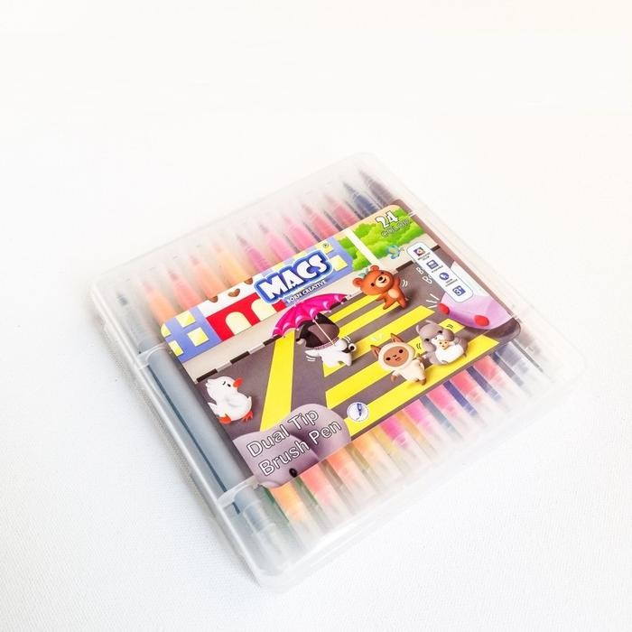 

spidol macs dual tip brush pen marker color 24 warna kode 1263