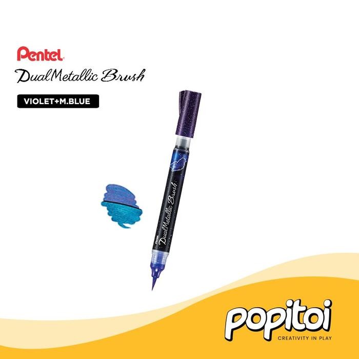 

pentel dual tip metallic brush pen pena kuas metalik gold silver emas perak glitter mewarnai craft