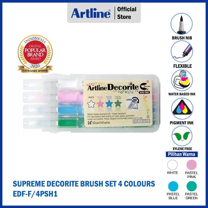 

spidol artline decorite brush pastel colours set edf-f/4psh1 kode 865