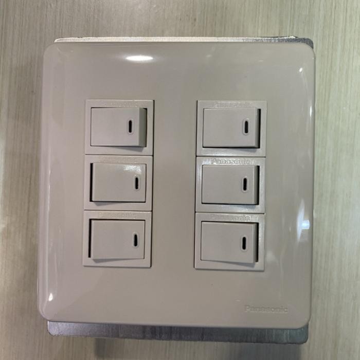 Terbagus Saklar Panasonic 6 Mata Grid Switch 2 Gang + Inbowdus Besi