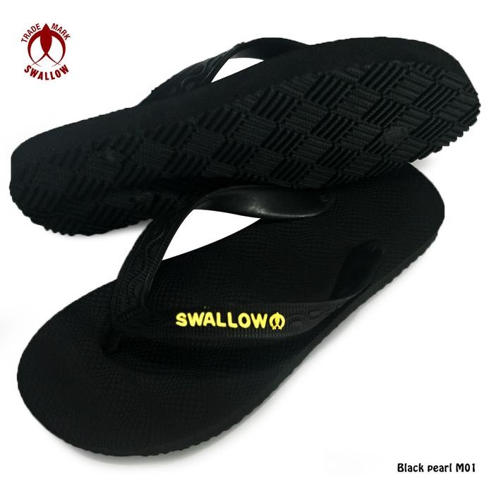 Sendal Jepit Swallow Black Pearl M01 (All Black) - Sandal Japit M01