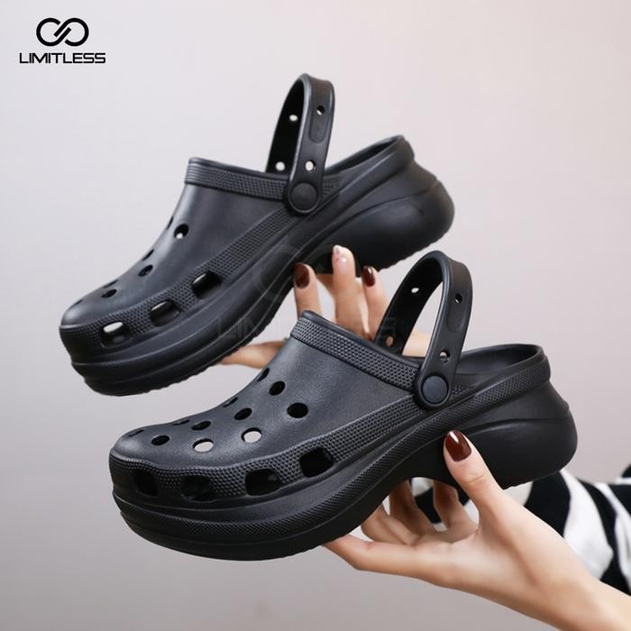 Limitless - Sandal Wanita Slip On Baim Fuji Polos Viral Jibbitz