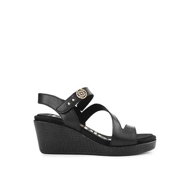 Hush Puppies Wedges Wanita Willow Slingback Bold Black Leather