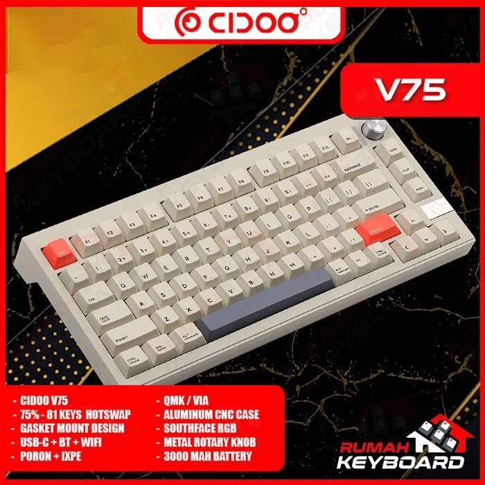 [Expert] MECHANICAL KEYBOARD - CIDOO V75 - 81 KEYS - GASKET - SOUTH - QMK VIA