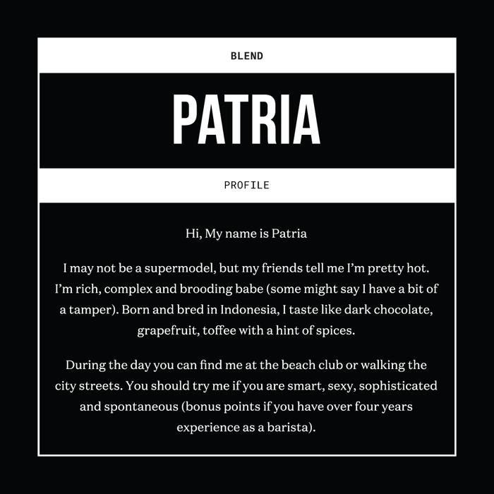 

EXPAT ROASTERS PATRIA ESPRESSO BLEND BIJI KOPI /BUBUK ARABIKA 200GR