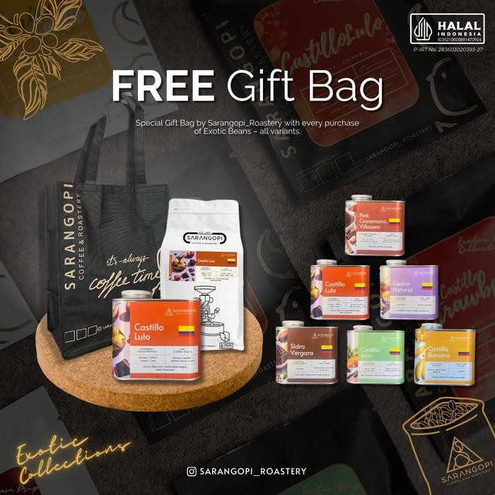 

GESHA NATURAL COFFEE - SARANGOPI ROASTERY SPECIALITY EXOTIC COFFEE TIN KOPI GESHA