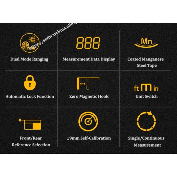 

SNDWAY Laser Distance 40/60 Meter TM40/60/40A/60A Meteran Laser Dan Pita Meteran 5 Meter
