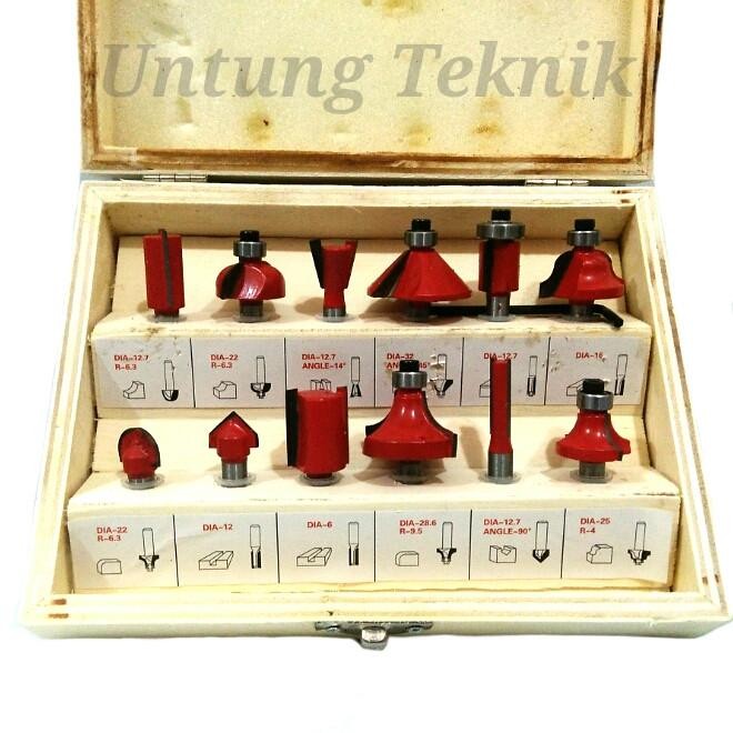 (Expert) MAILTANK Mata Profil Set 12 Pcs Router Bit Set 6 Mm Kotak Kayu Lengkap