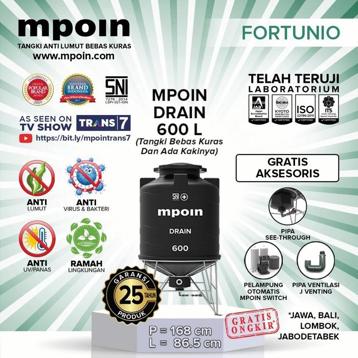 Terlaris Tangki/Tandon Air Mpoin+ 600 Drain