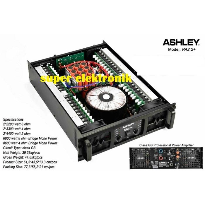 Paling Berkualitas Power Ashley Pa 2.2+ Original Amplifier Ashley Pa2.2+ Class Gb