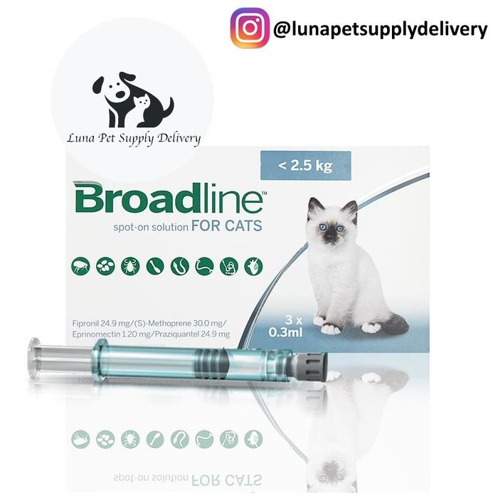 Obat Kutu, Pinjal, Scabies & Cacing Kucing Broadline S dibawah 2,5 kg