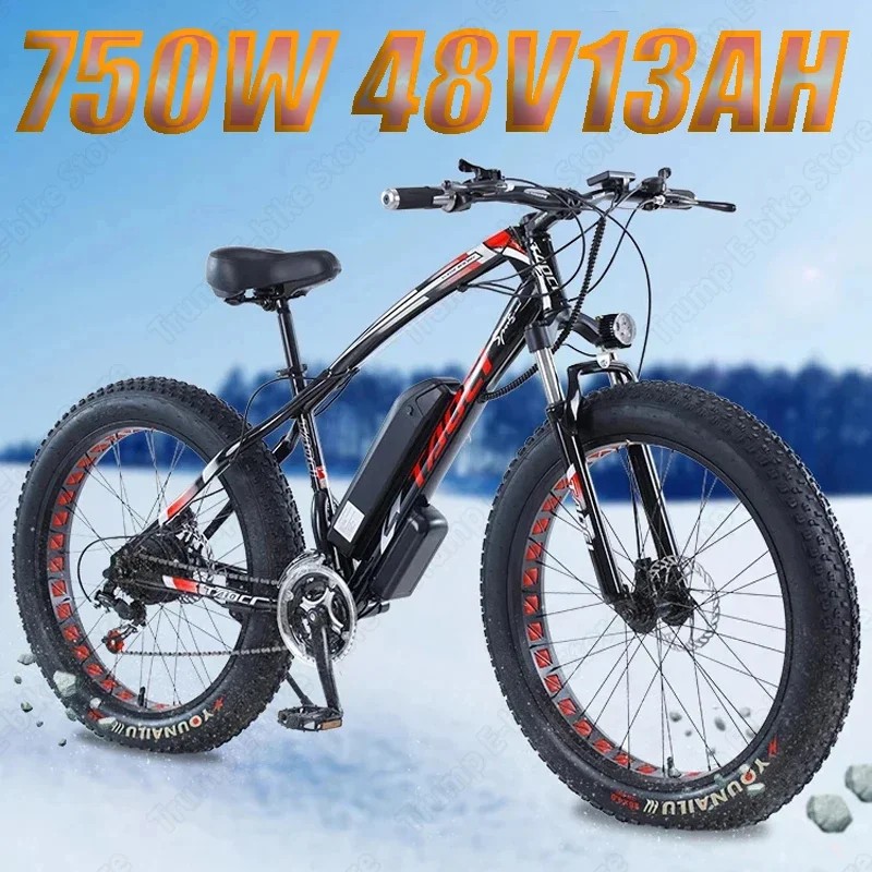 AKEZ Electric bike 750W motor 48V 13AH Lithium Battery 26 Inch Adult E- Bicycle Fat Tire Mountain