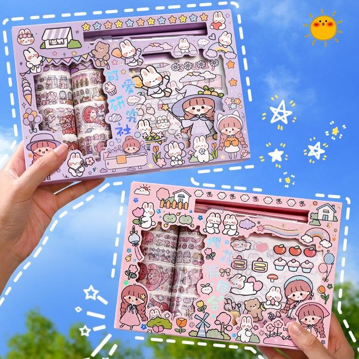 Stiker 1 Set Box Karakter Lucu + Roll Stiker + cutter stiker