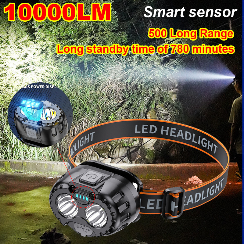 IMPORT Waterproof Headlight LED Motion Sensor Headlamp USB Rechargeable Headlight Outdoor Camping