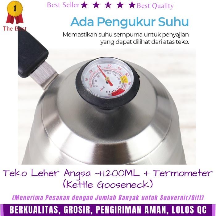 Kettle Kopi Leher Angsa+Termometer Stainless Steel - Teko Kopi - V60