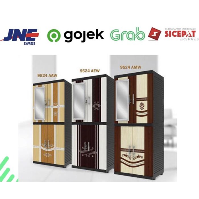 Lemari Plastik Kaca 2 pintu NAIBA FIT 9524/ Lemari Plastik Minimalis