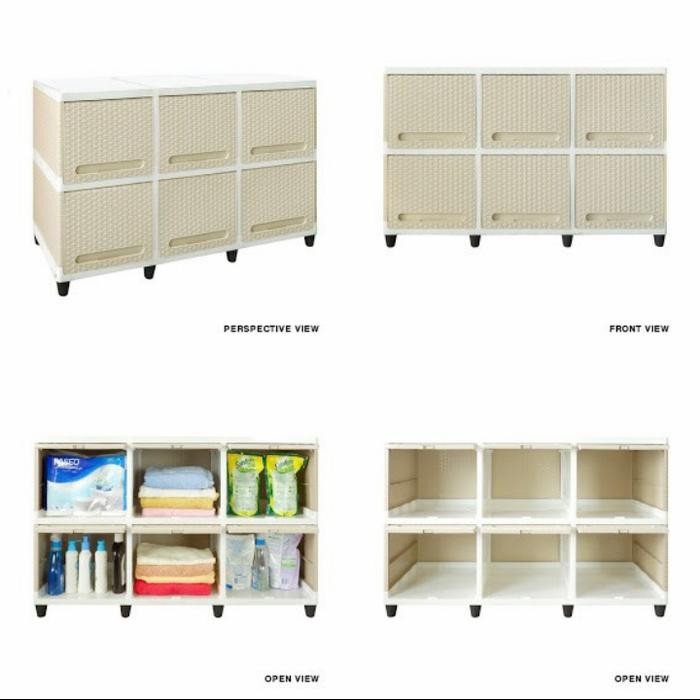 Lemari Plastik Club Flip susun 2 Triple/Lemari Club 6 kotak/BUFFET TV