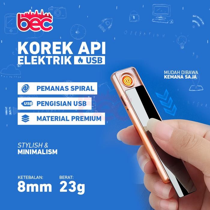 [BEC] Korek Api Unik Elektrik USB Kecil Sliding Korek Portable Korek USB Elektrik Charge