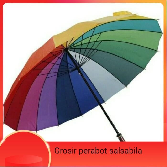 Payung besar jumbo golf 16 jari pelangi/Payung buat dagang jualan