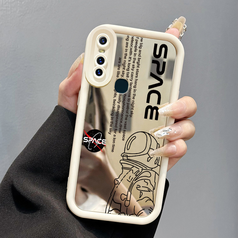 Casing Hp VIVO V15 Case cermin Softcase pelindung Cesing silikon Kesing pola Ikon Astronot NASA saru