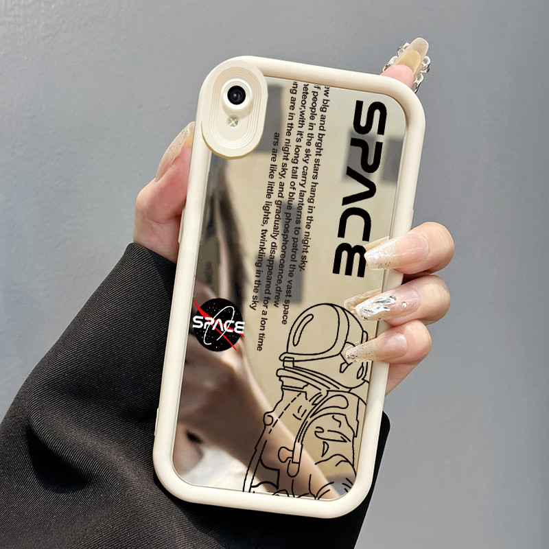 Casing Hp VIVO Y91C Y90 Y1s Case cermin Softcase pelindung Cesing silikon Kesing pola Ikon Astronot 