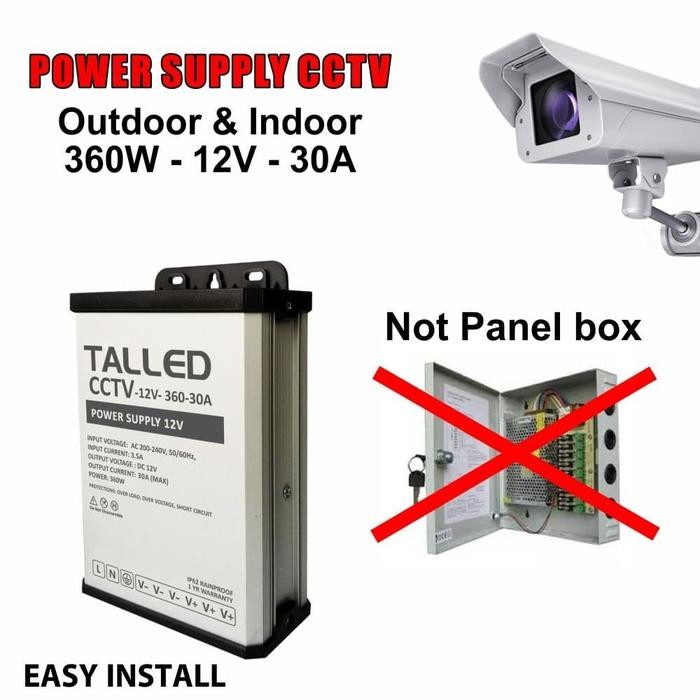 POWER SUPPLY CCTV BOX 12V 360W 30A OUTDOOR- INDOOR GARANSI 1 TH TALLED