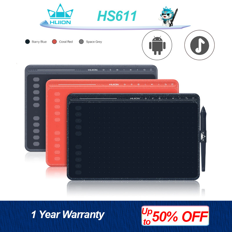 Huion Drawing Tablet HS611 Graphics Tablet with Media Bar Android Supported 8192 Pressure