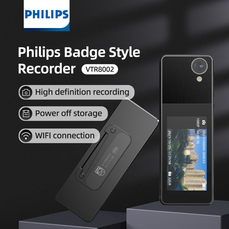 Philips Original Mini Body Worn Camera 64Gb/128Gb 1296P Wifi Cameras Vtr8002