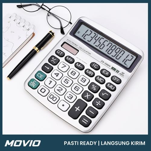 

MOVIO Calculator 12 Digit - Kalkulator Kantor / Kalkulator Hitung Toko - Medium - Black