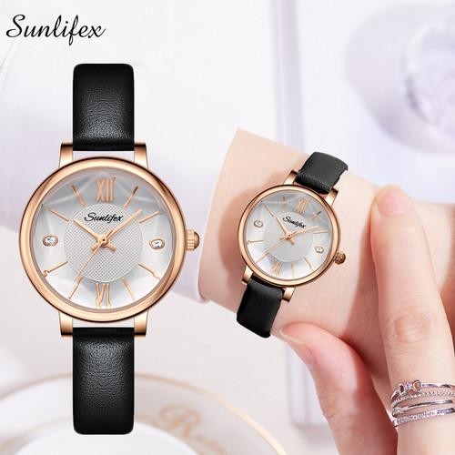 Sunlifex Jam Tangan Wanita Display Kuarsa Tali Kulit (kotak )
