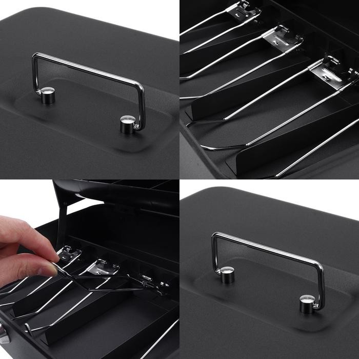 FLOWERYSHOP LACI UANG KASIR CASH DRAWER CASH BOX PORTABLE MONEY SAFETY BOX WITH LOCK BLACK CASH BOX