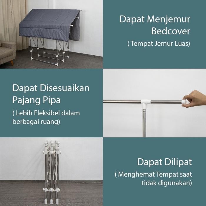 LIVEO LV 738 JEMURAN LANTAI TELESCOPIC IN-ROW CLOTHES