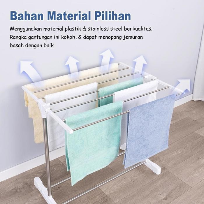 Rak Jemuran Lipat Serbaguna Jemur Handuk Pakaian Sepatu Stainlees /