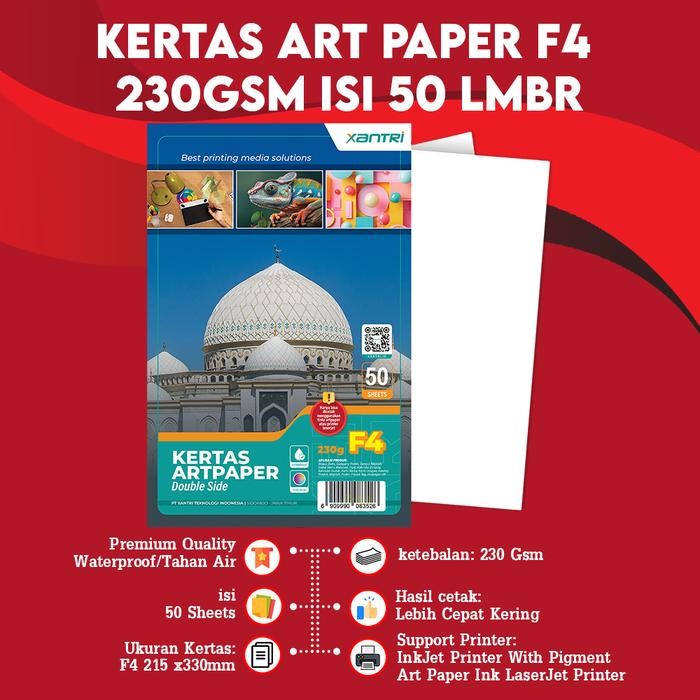 

Kertas Art Carton Karton Xantri Original F4 260Gsm 230 Gsm 210 Gramasi Isi 50 Lembar Art Paper