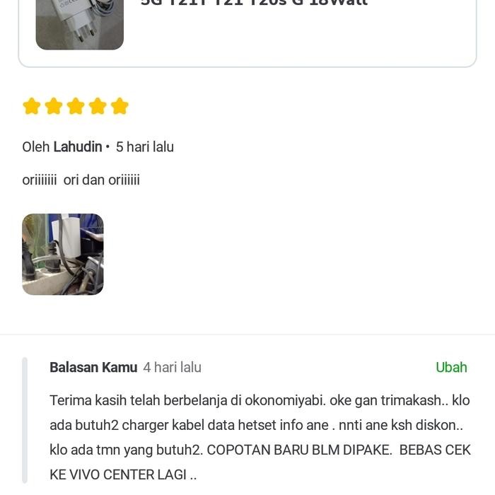 Charger Vivo Copotan V20 V21 X60 X60 Pro X50 X50 Pro Y53S 33 Watt Kode 929