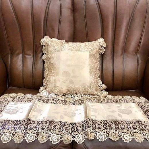 Sarung bantal sofa/kursi renda lace 40x40 + taplak