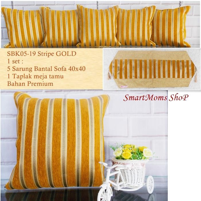 SARUNG BANTAL SOFA KURSI CANTIK MEWAH MINIMALIS STRIPE GOLD