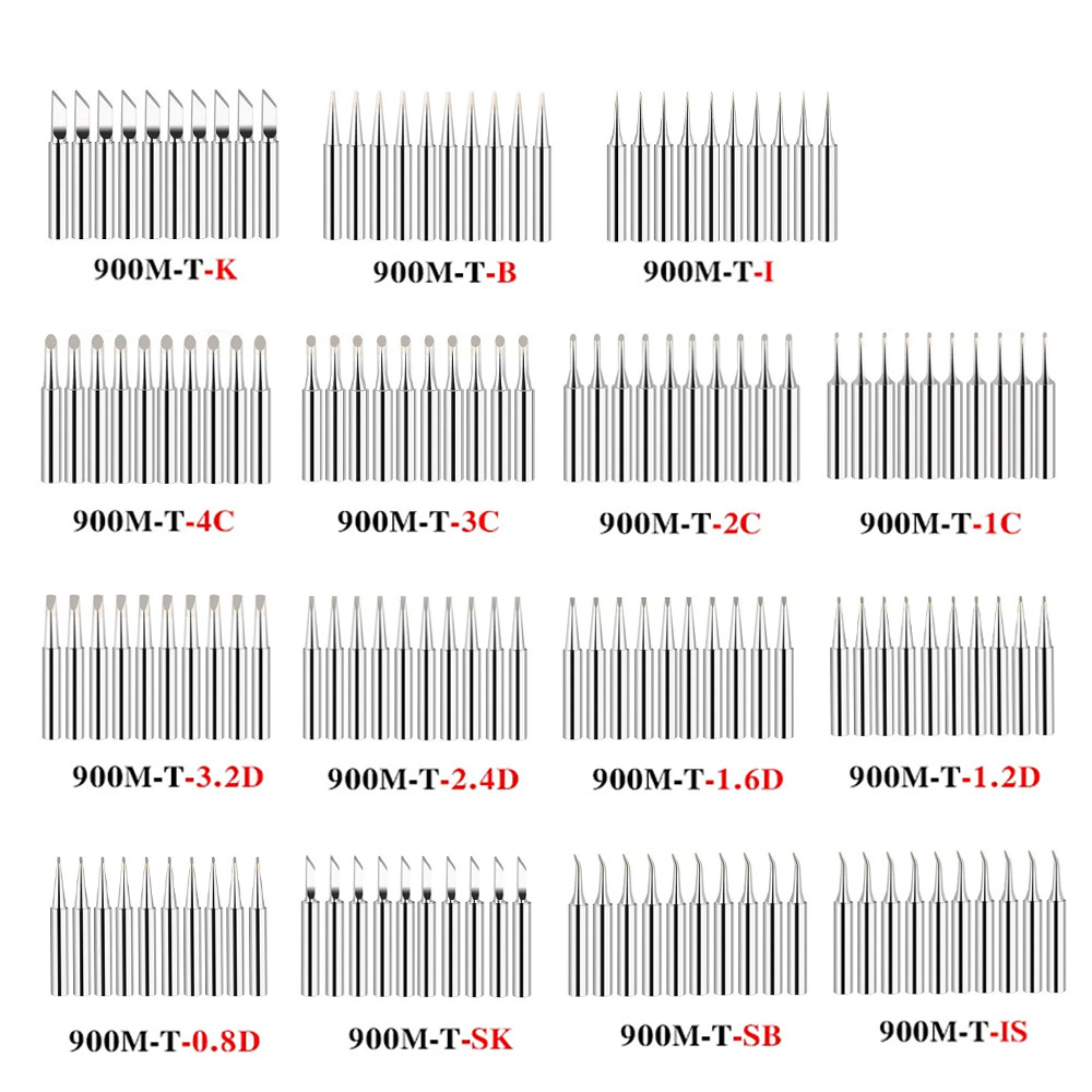 Vareraaa 10Pcs/lot Pure Copper 900M-T Soldering Tip 900M-T-K 900M-T-I 900M-T-3.2D Soldering Iron Tip