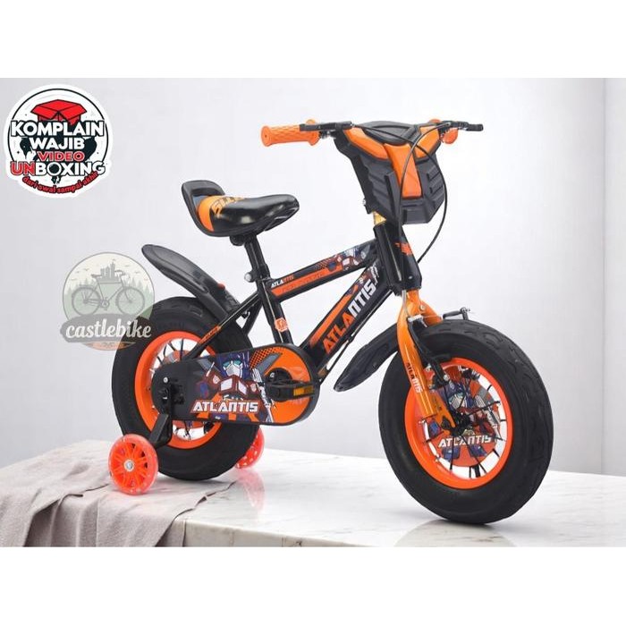 NEW Atlantis 10WT Sepeda BMX Anak Laki 12/16/18x3.0 Inch Ban Jumbo Pompa Roda Bantu Lampu