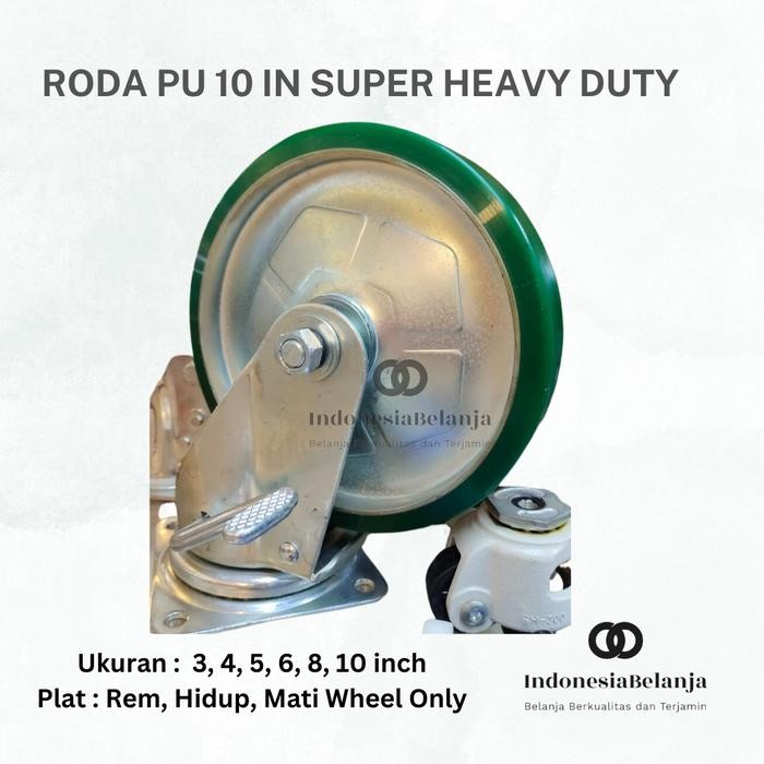

Terlaris Roda Caster Pu Ijo 10 Inch Plat Rem Hi Quality Super Hd