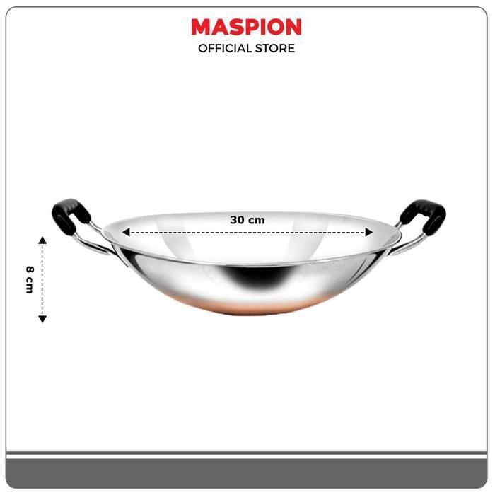 Maspion Chainess Wok 30 cm - Wajan Kuningan Stainless Steel