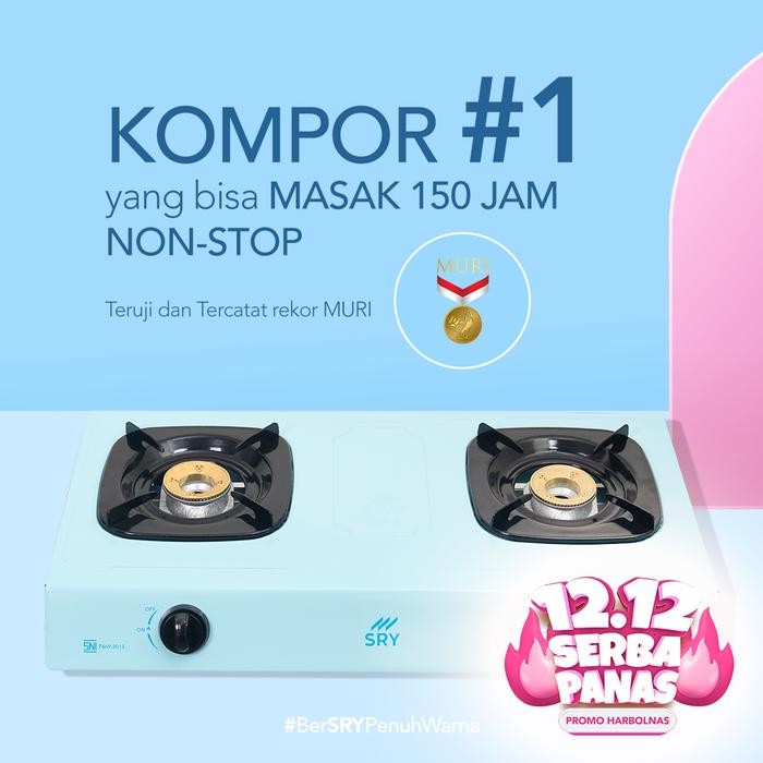 Kompor Gas SRY 2 Tungku Pastel Kompor Teflon Kompor 2 Tungku Kompor Dapur Modern Kompor Pastel