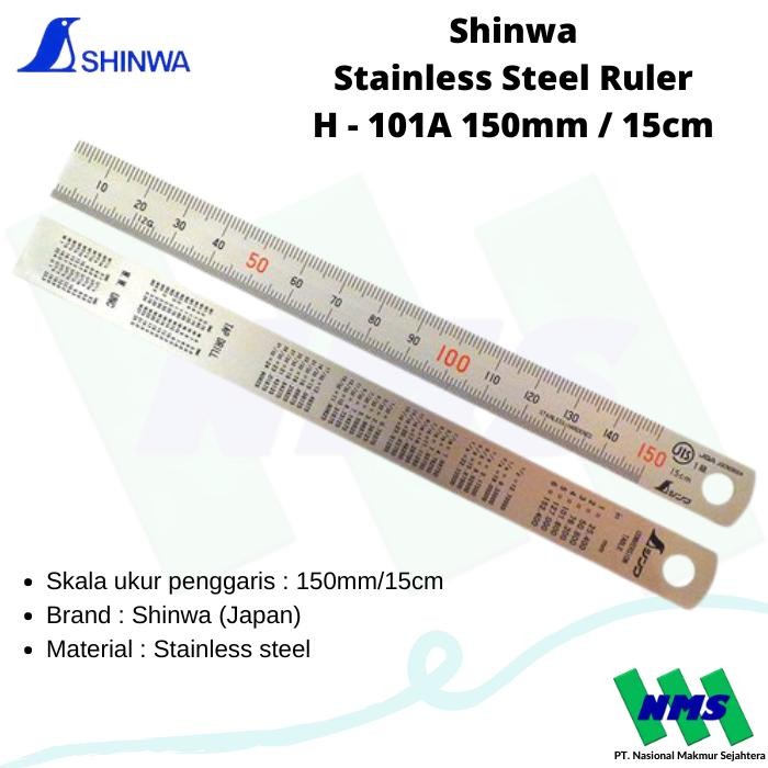

Penggaris SHINWA Stainless Steel 150mm 15cm JAPAN